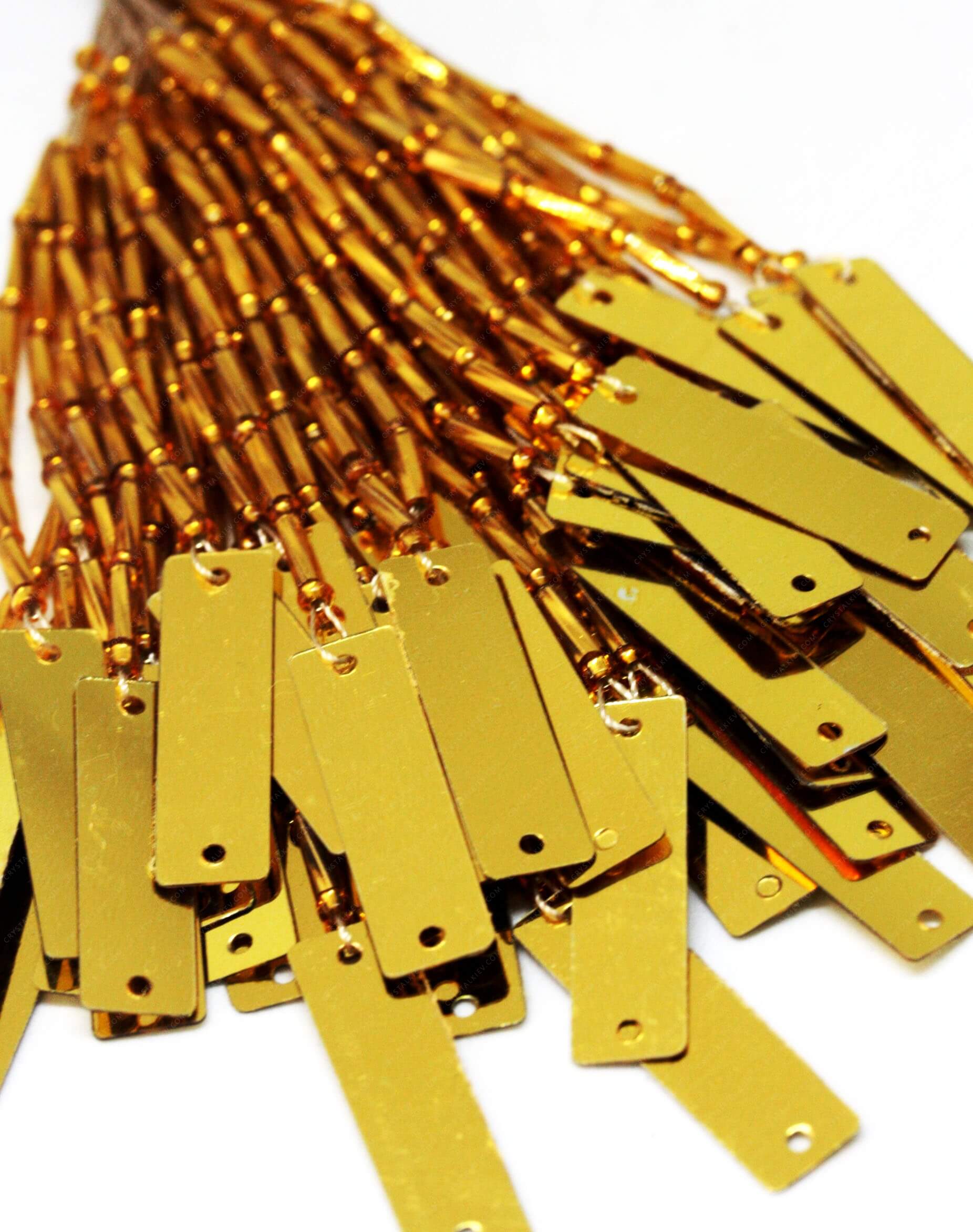 Стеклярус Gold + паєтка Gold паличка 7х25мм